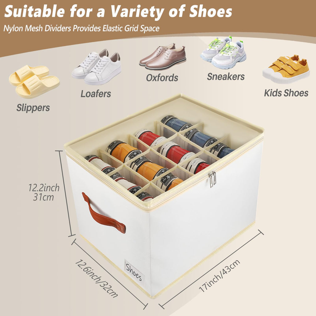 Patinao 3-Pack Shoe Storage Box Organiser | 36 Cell Stackable Closet Bin