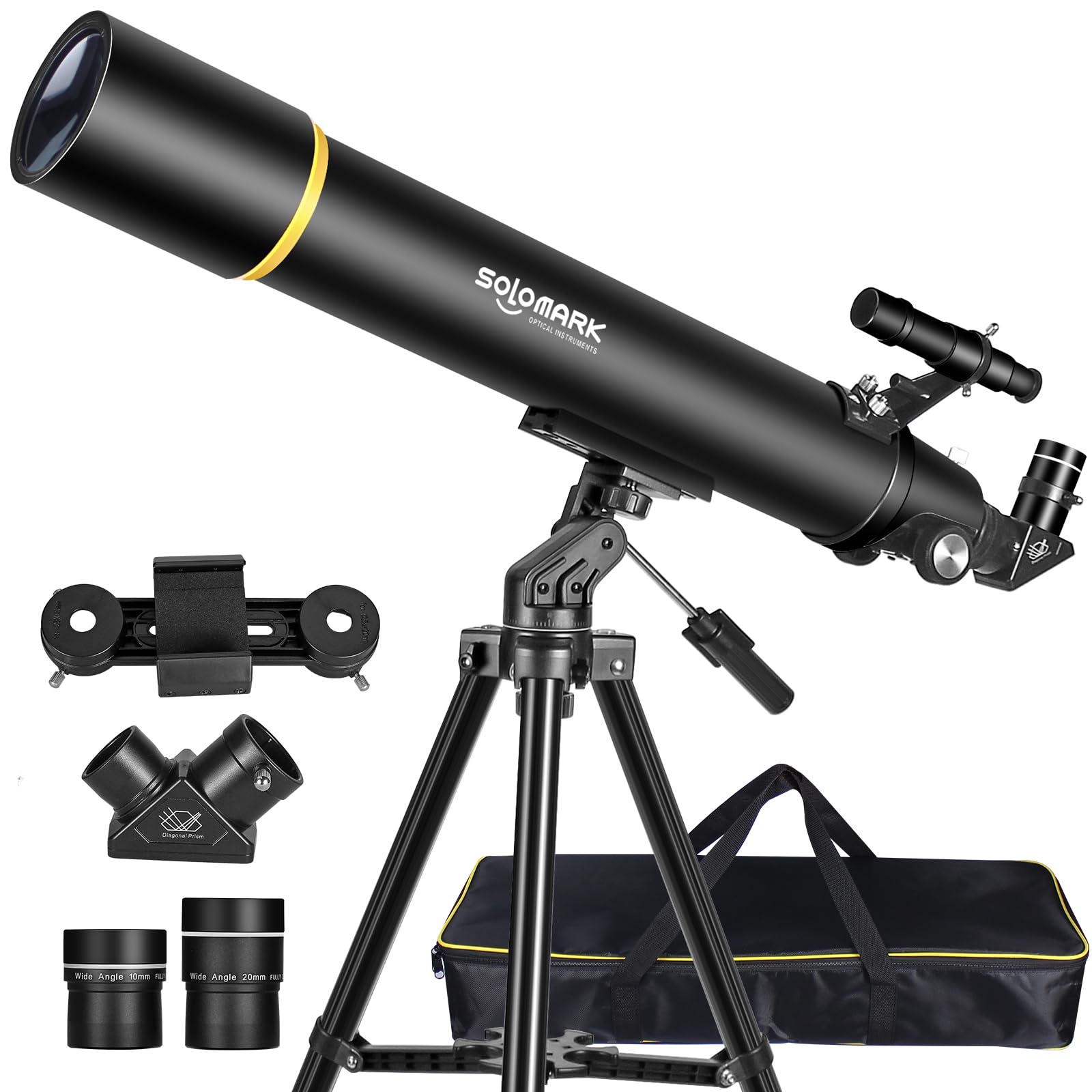 80mm Refractor Telescope for Adults & Beginners, 900mm