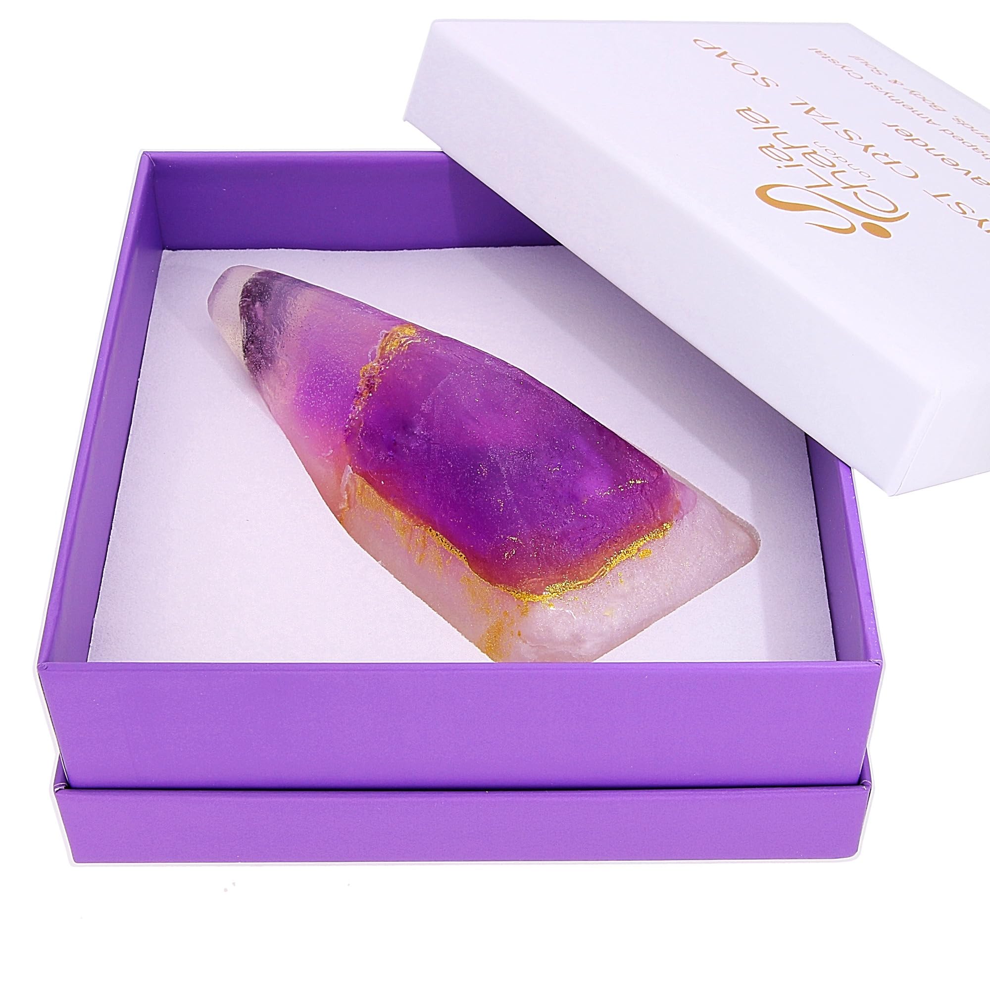 Lavender Soap with Heart-Shaped Amethyst Crystal - 130g