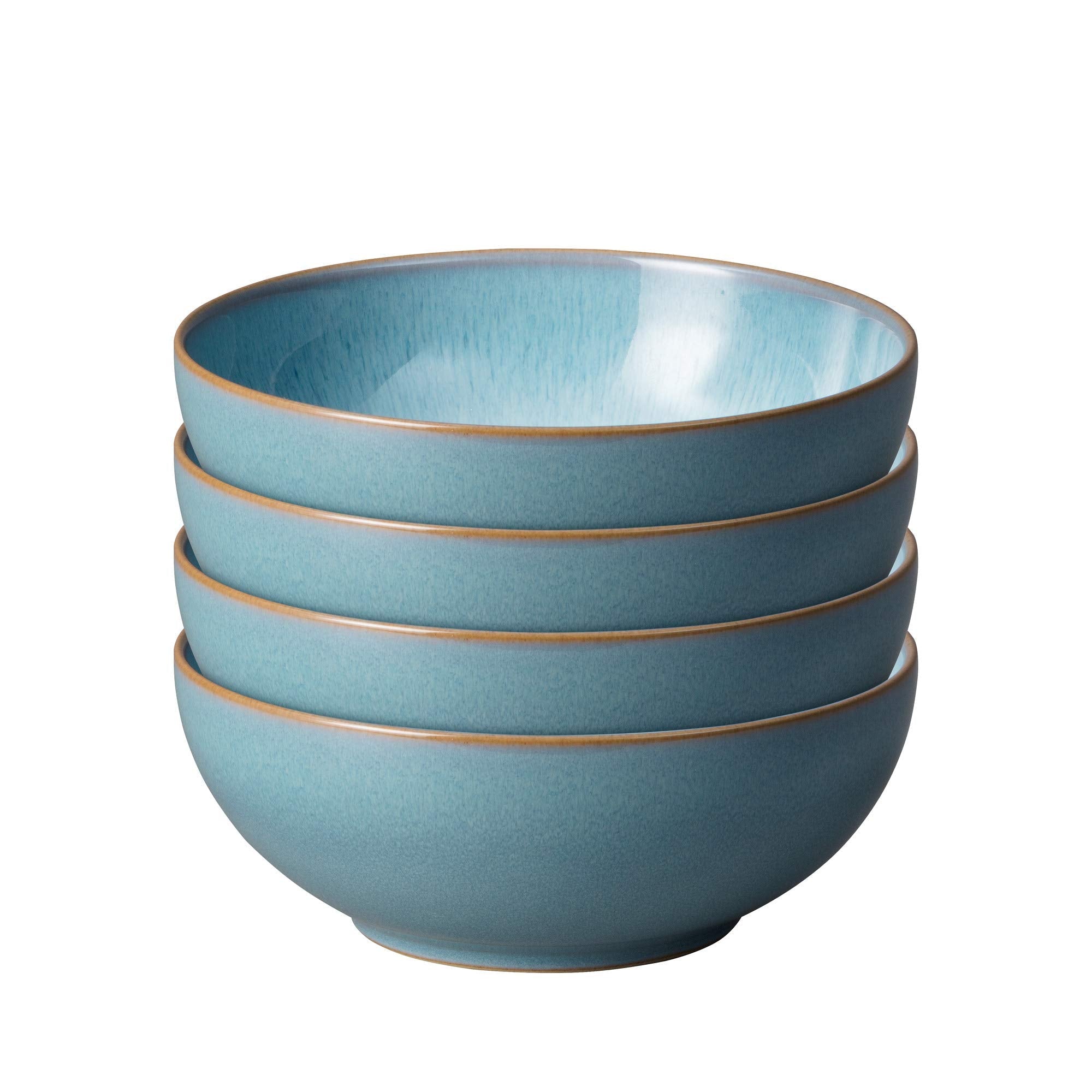 Denby Azure Haze Stoneware Cereal Bowls – Set of 4 Blue Ceramic Bowls