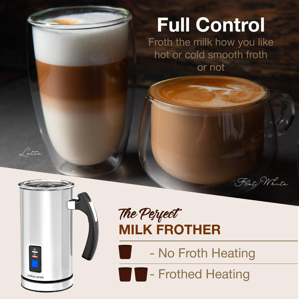 Andrew James Electric Milk Frother & Steamer | 500W Non-Stick 300ml Jug