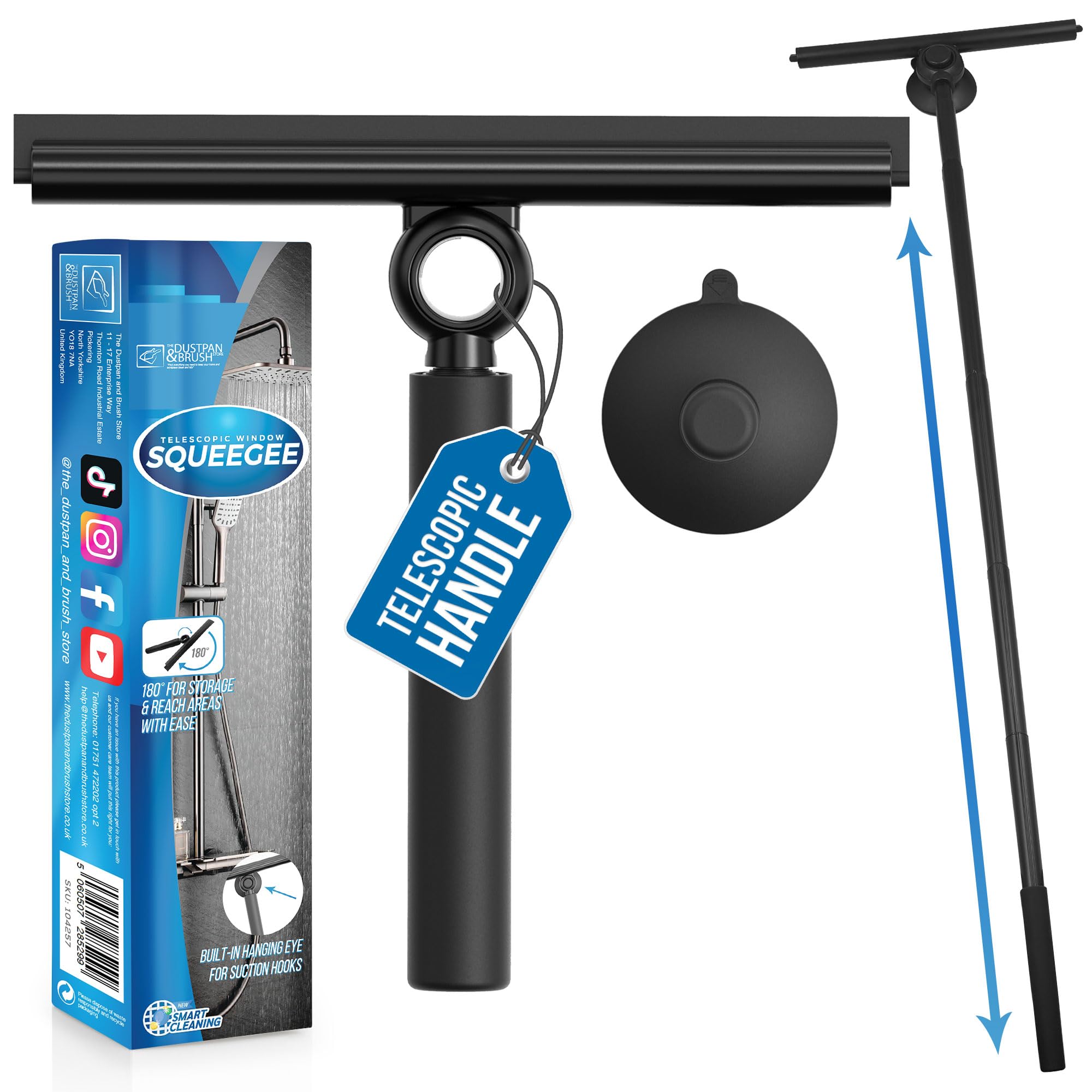 Telescopic Shower Squeegee | 97cm Extendable Rubber Glass Cleaner