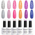 RARJSM Reflective Gel Nail Polish Set | 6 Color Neon Glitter UV LED Soak Off