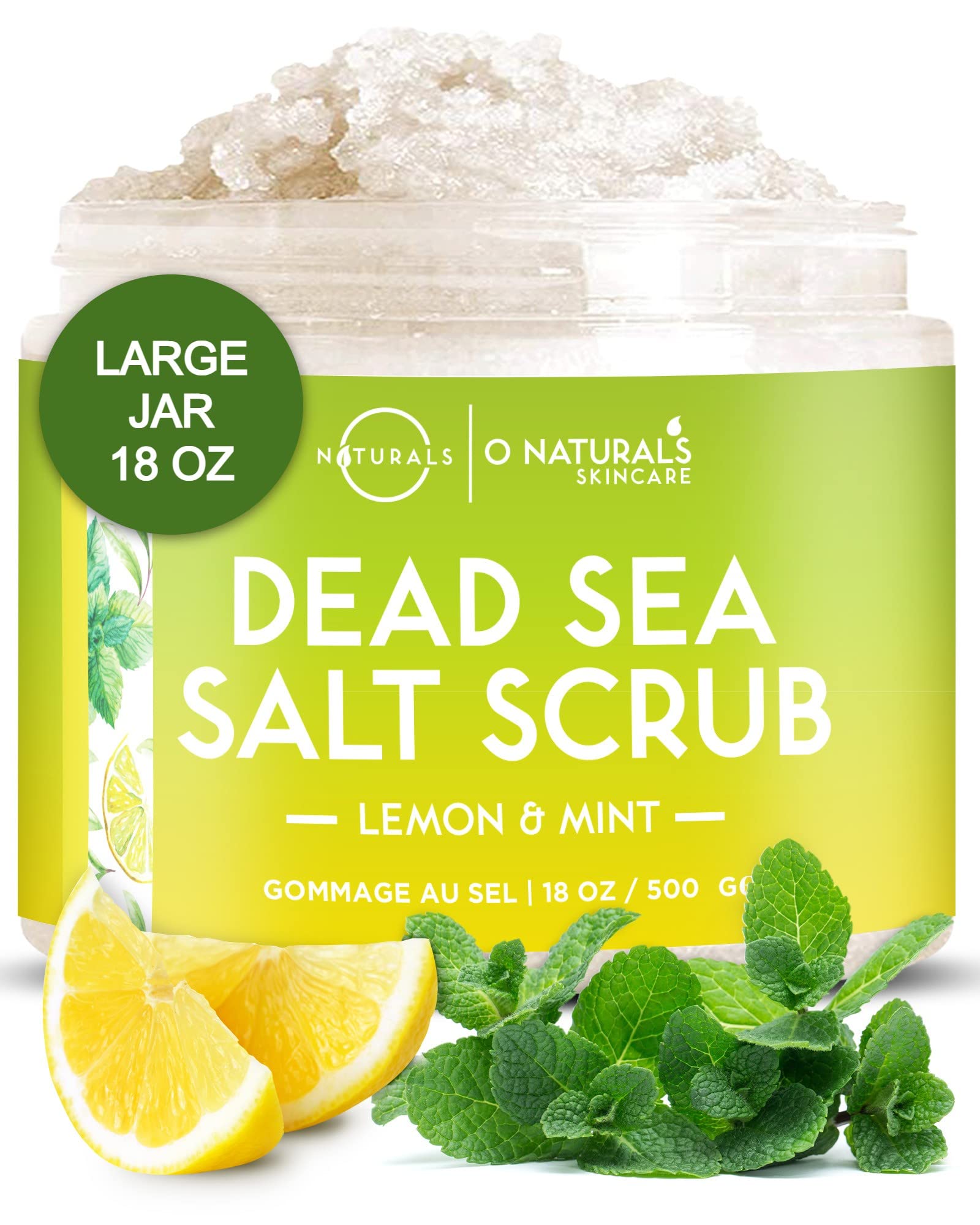 O Naturals Lemon Mint Dead Sea Salt Body Scrub – Natural Foot Exfoliator