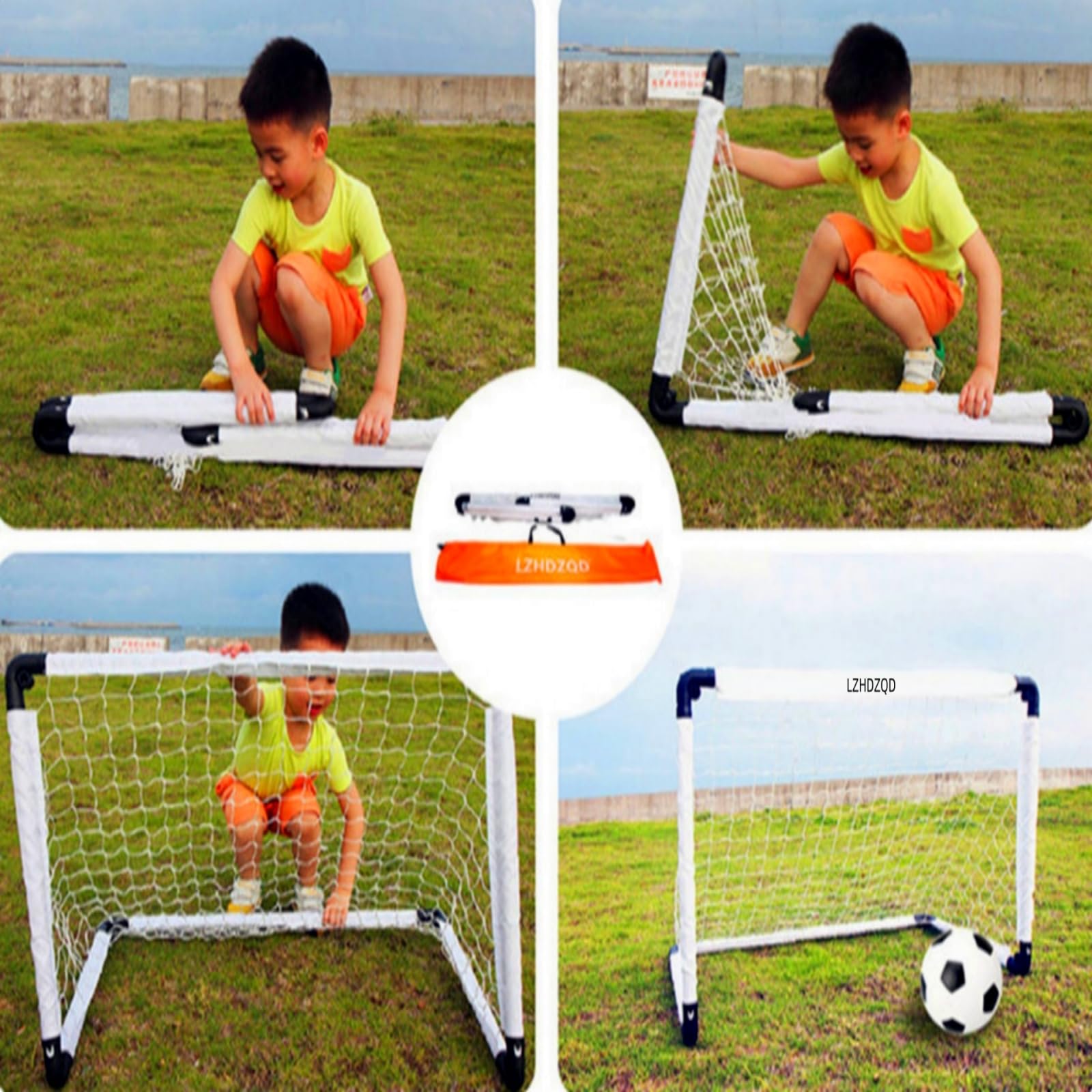 LZHDZQD Kids Football Goal Set - 115x80cm Foldable Garden Soccer Net