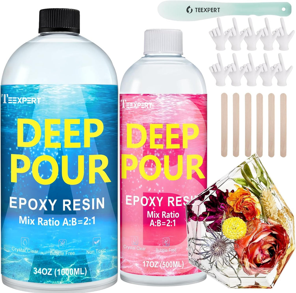 Teexpert Deep Pour Epoxy Resin Kit | 51oz Crystal Clear Casting Resin