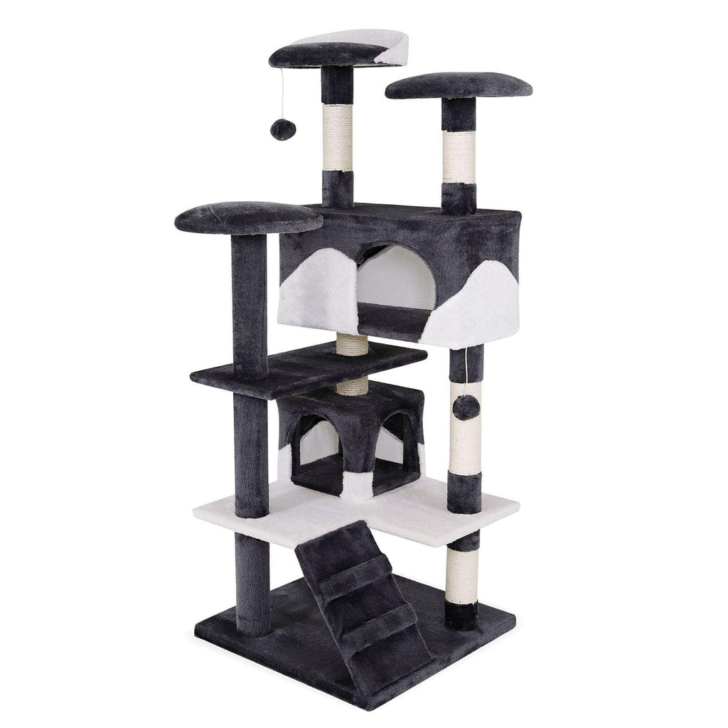 lionto dibea Cat Tree Activity Centre – 130cm Scratching Post, Grey/White