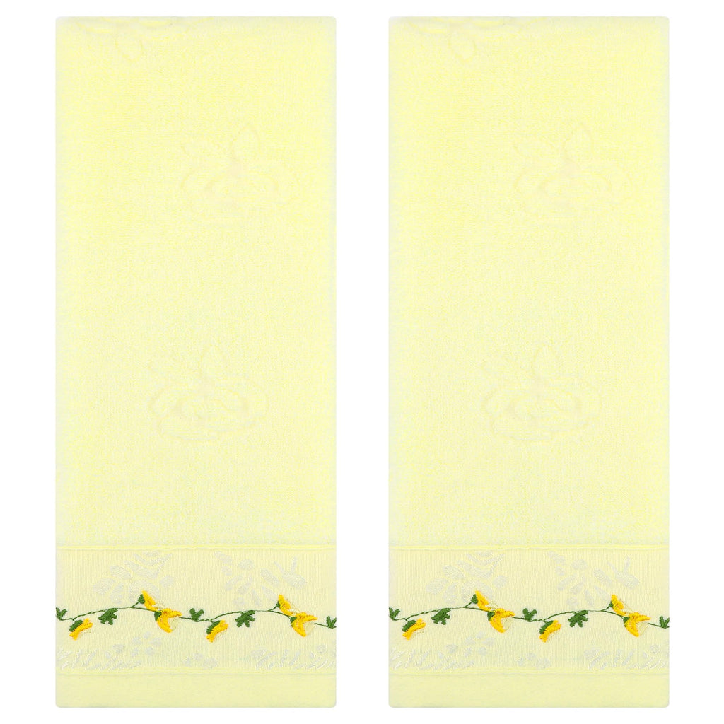 HMETOL Soft Absorbent Floral Embroidered Hand Towels for Bathroom Kitchen