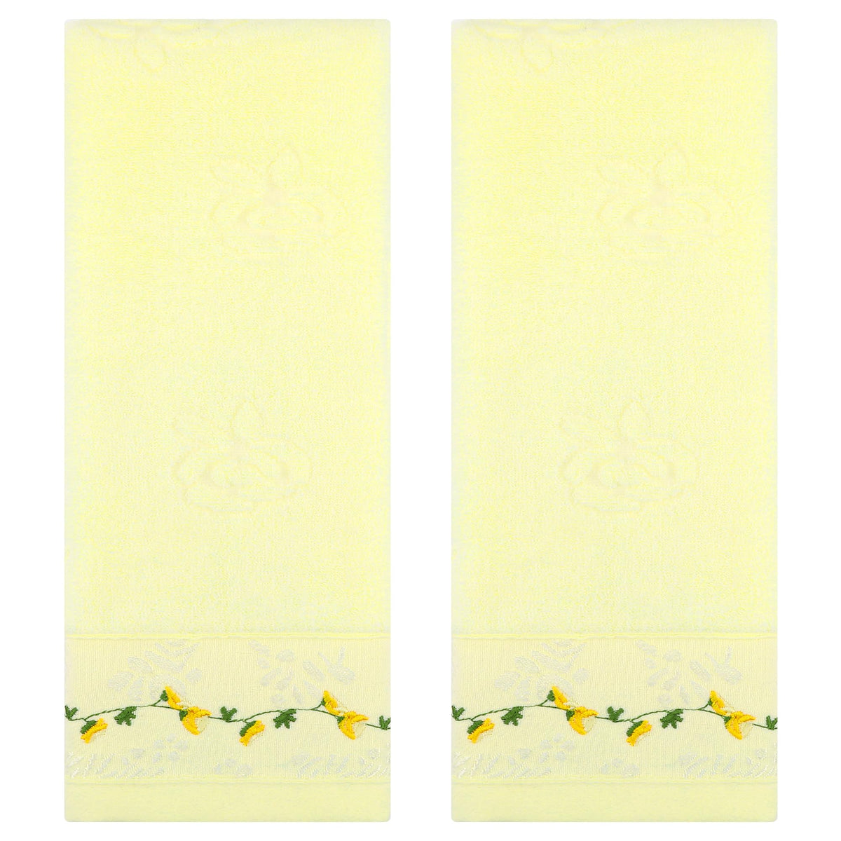 HMETOL Soft Absorbent Floral Embroidered Hand Towels for Bathroom Kitchen