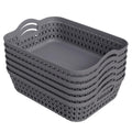 Lesbye Set of 6 Plastic Storage Basket Trays, Grey Plastic Baskets Tray