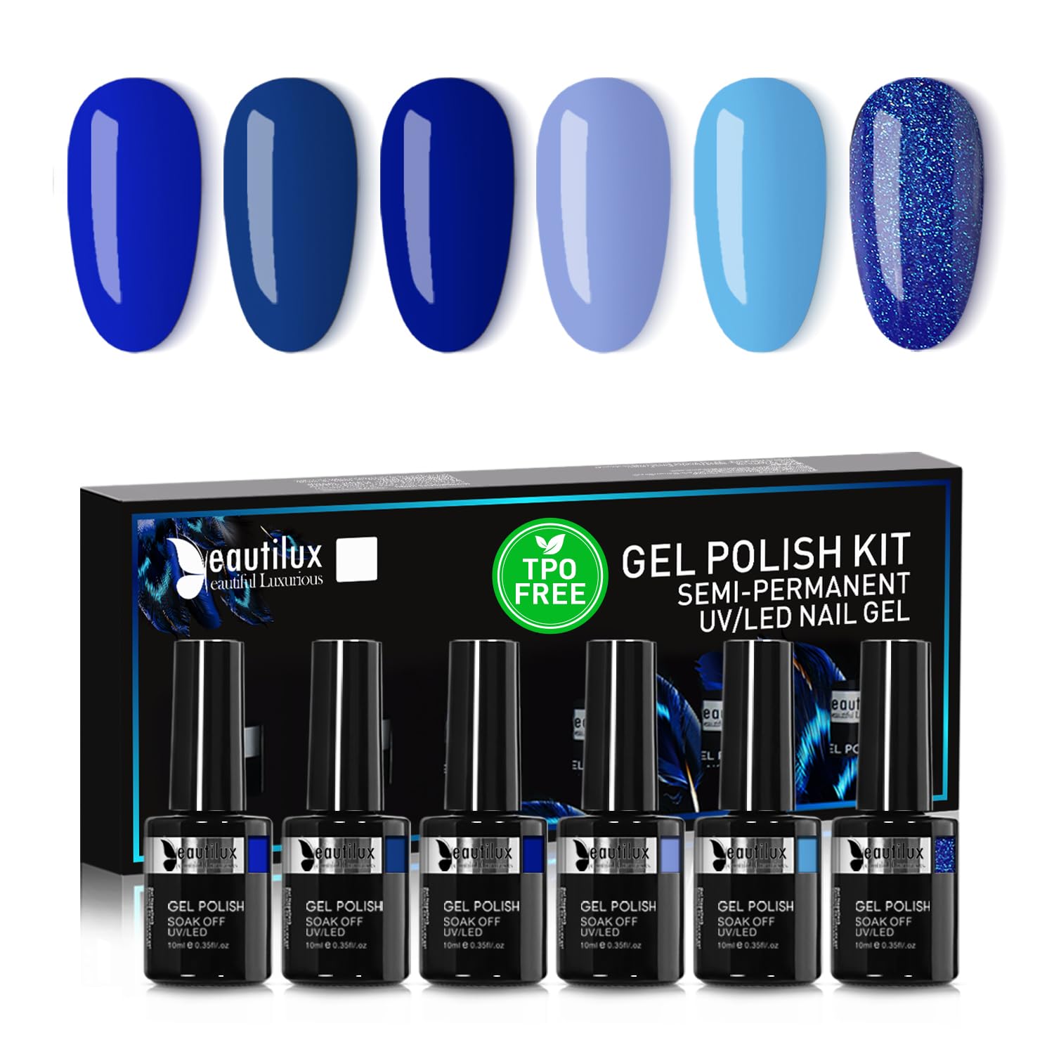 Beautilux Gel Nail Polish Set | HEMA & TPO Free Professional 6-Piece Kit