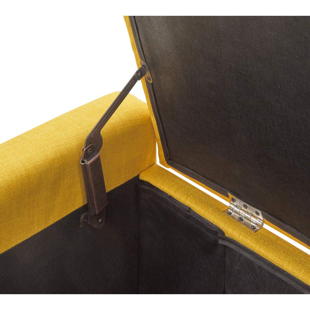 GFW Verona Ottoman Storage Box, Mustard Fabric Upholstered Blanket Box with Button Tufted Lid, Storage Bench with Hidden Storage and Wooden Feet - image 4
