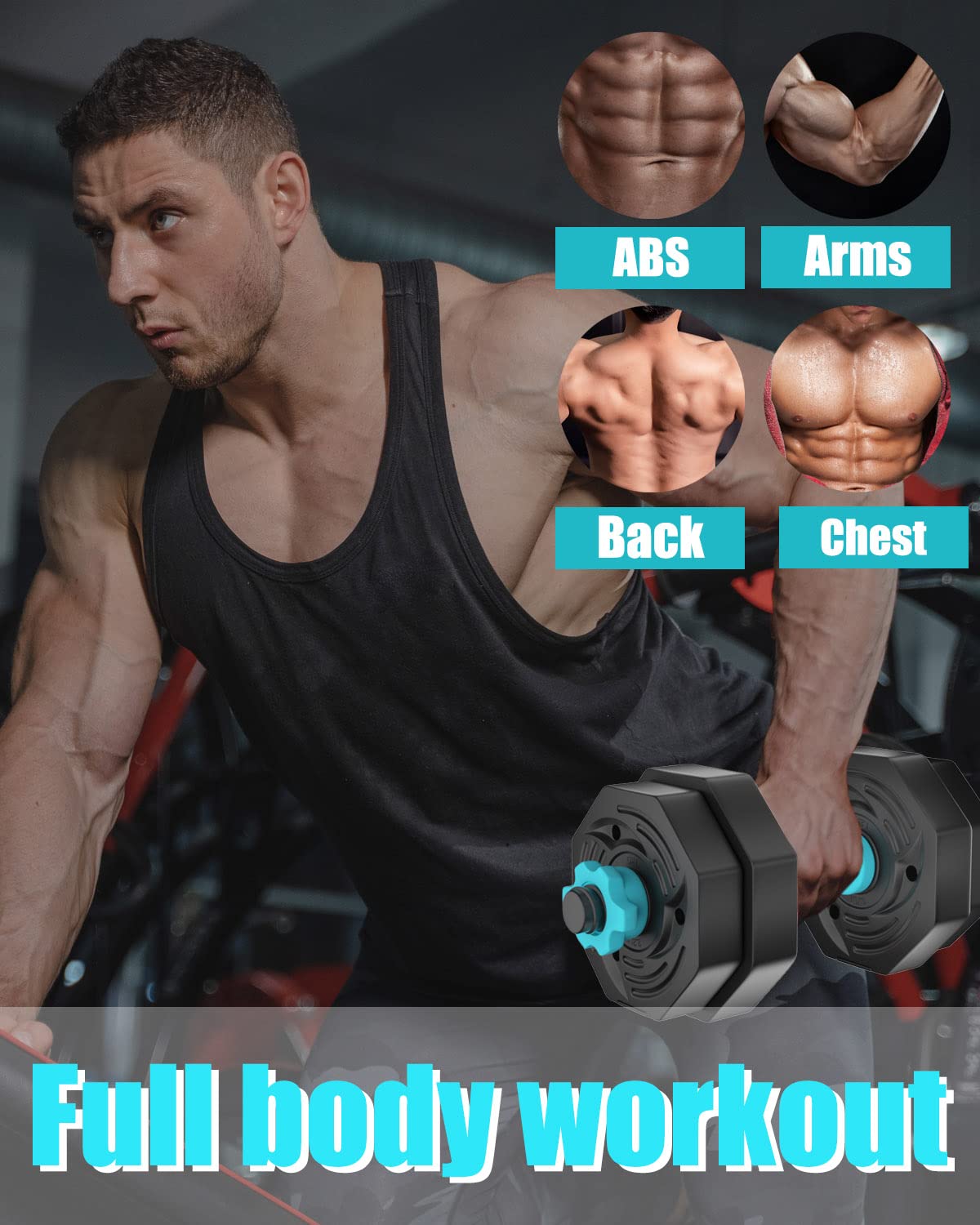 ARUNDO 20LB Adjustable Dumbbell & Barbell Set | Octagonal Home Gym Weights