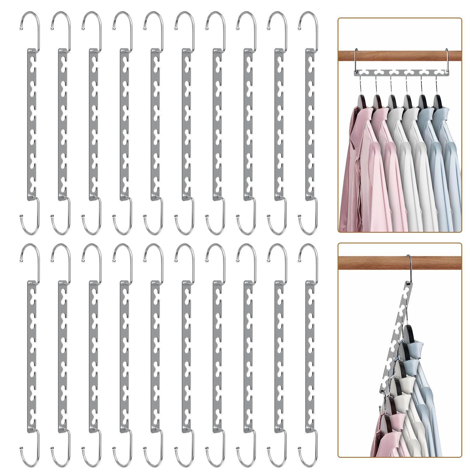 Sindax 20pcs Space Saving Magic Hangers | Stainless Steel Closet Organizer