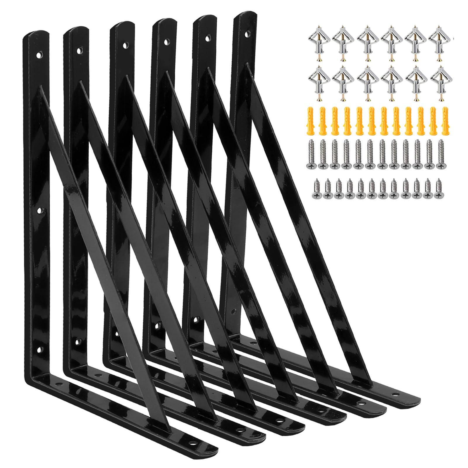 Jolof Store Heavy Duty Shelf Brackets | 12 Inch Steel L Brackets, 6 Pack