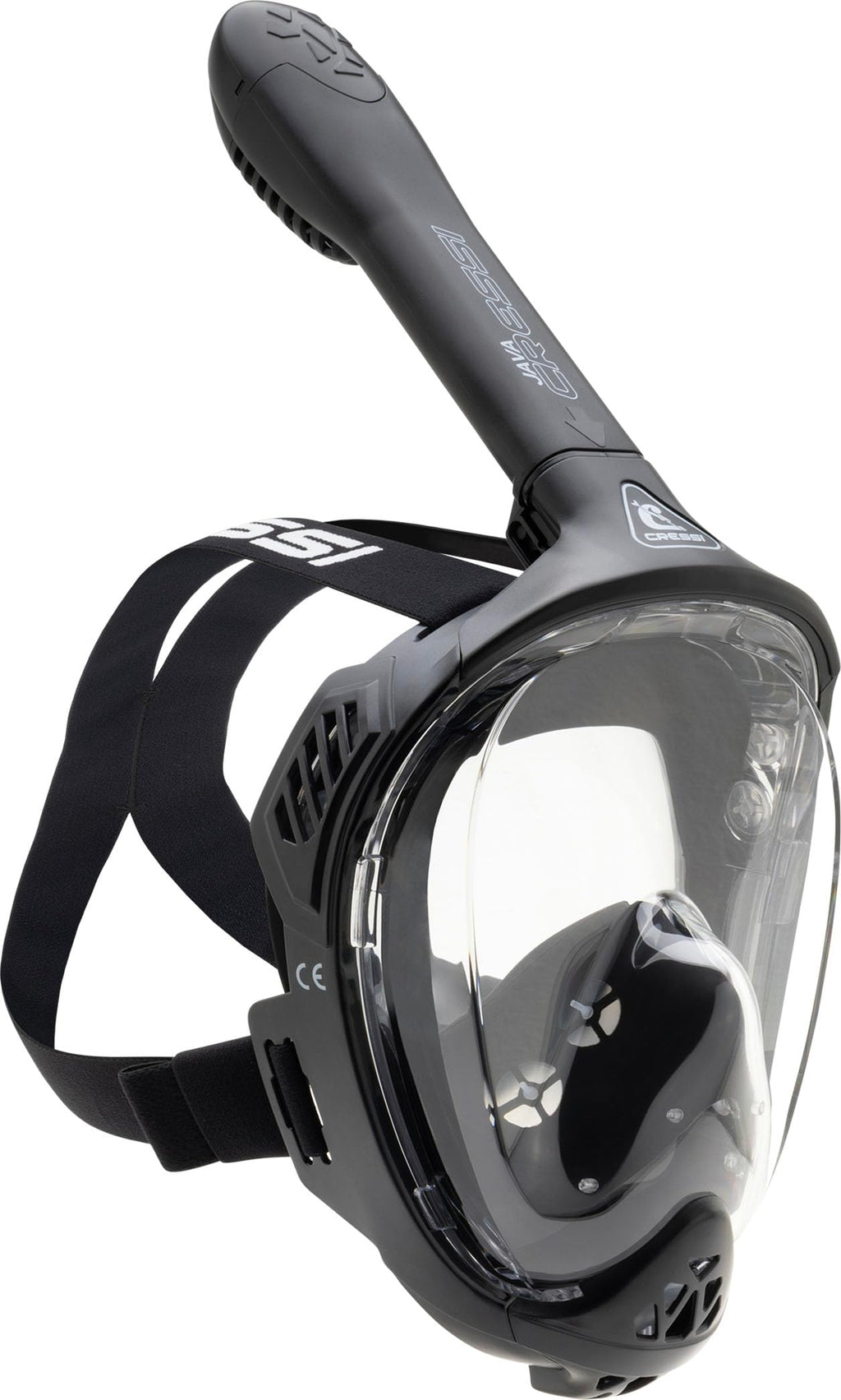 Cressi Java Full Face Snorkel Mask – Anti-Fog Silicone – Black, L/XL