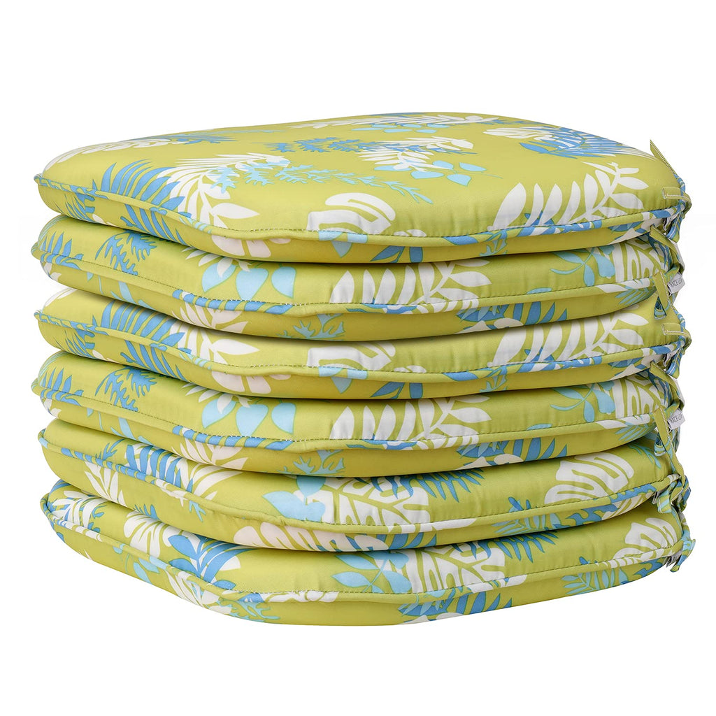 RACE LEAF Waterproof Garden Chair Cushions | Round Seat Pads - 6 Pack