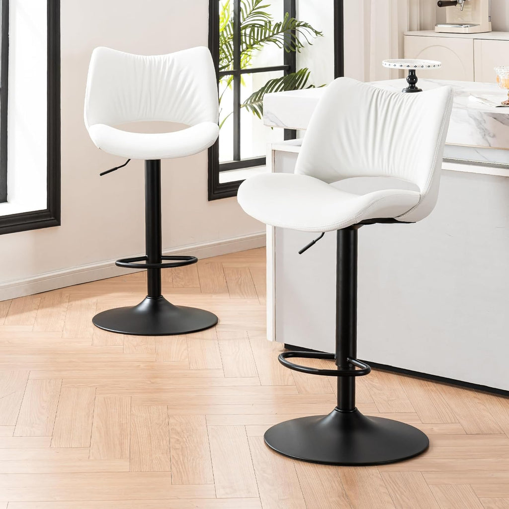 YOUNUOKE Bar Stools Set of 2, Adjustable Breakfast Bar Stools, White - image 1