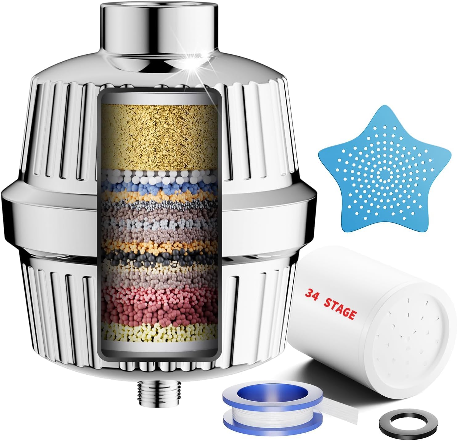 Cobbe 34-Stage Vitamin C Shower Filter | Hard Water Softener for Chlorine