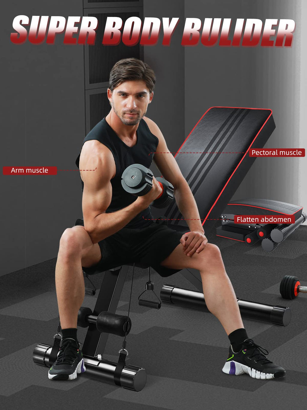 YOLEO Adjustable Weight Bench | 7-Level Foldable Home Gym Workout Bench