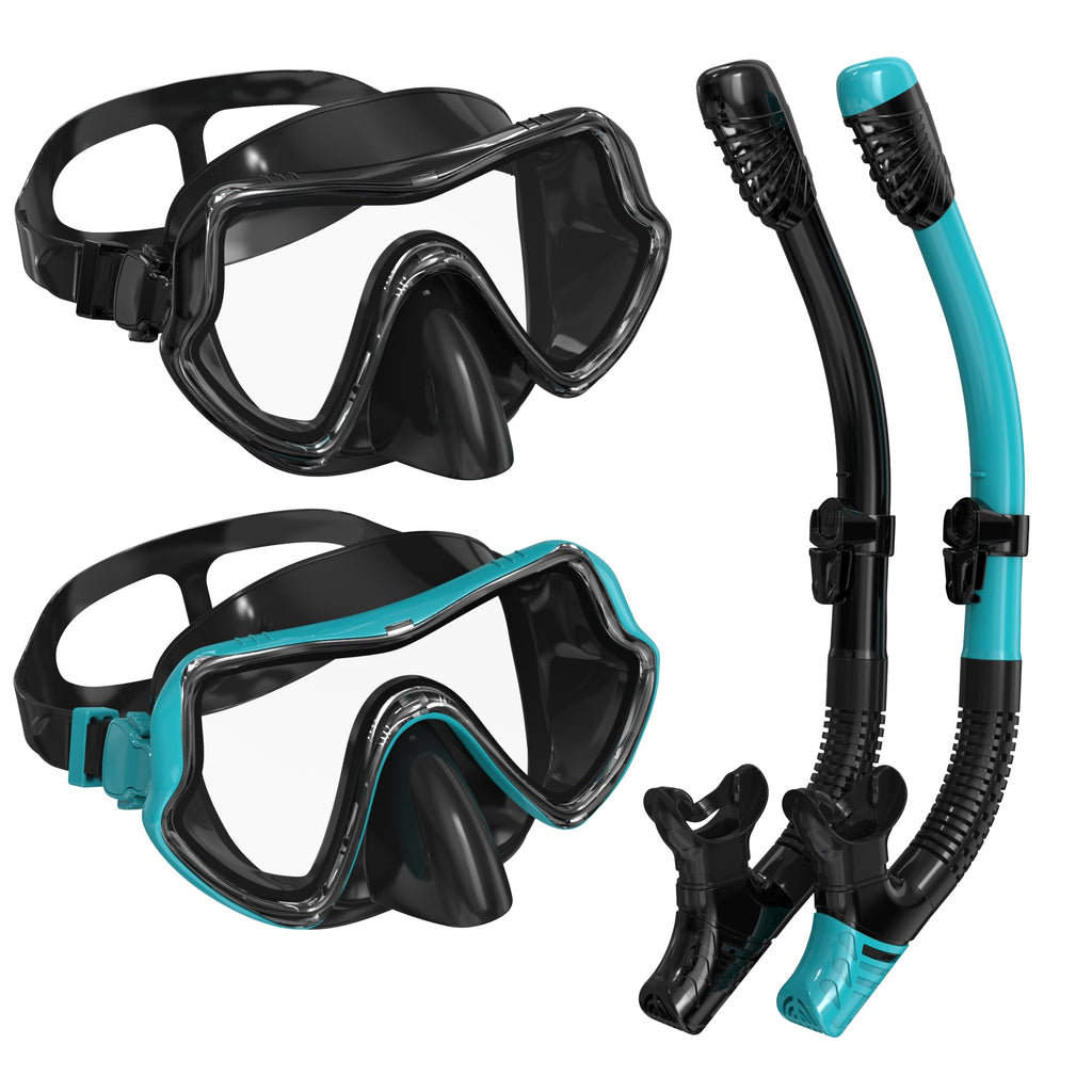 G2RISE SN02 Snorkel Set – Anti-Fog Scuba Mask & Dry Snorkel Gear (2-Pack)