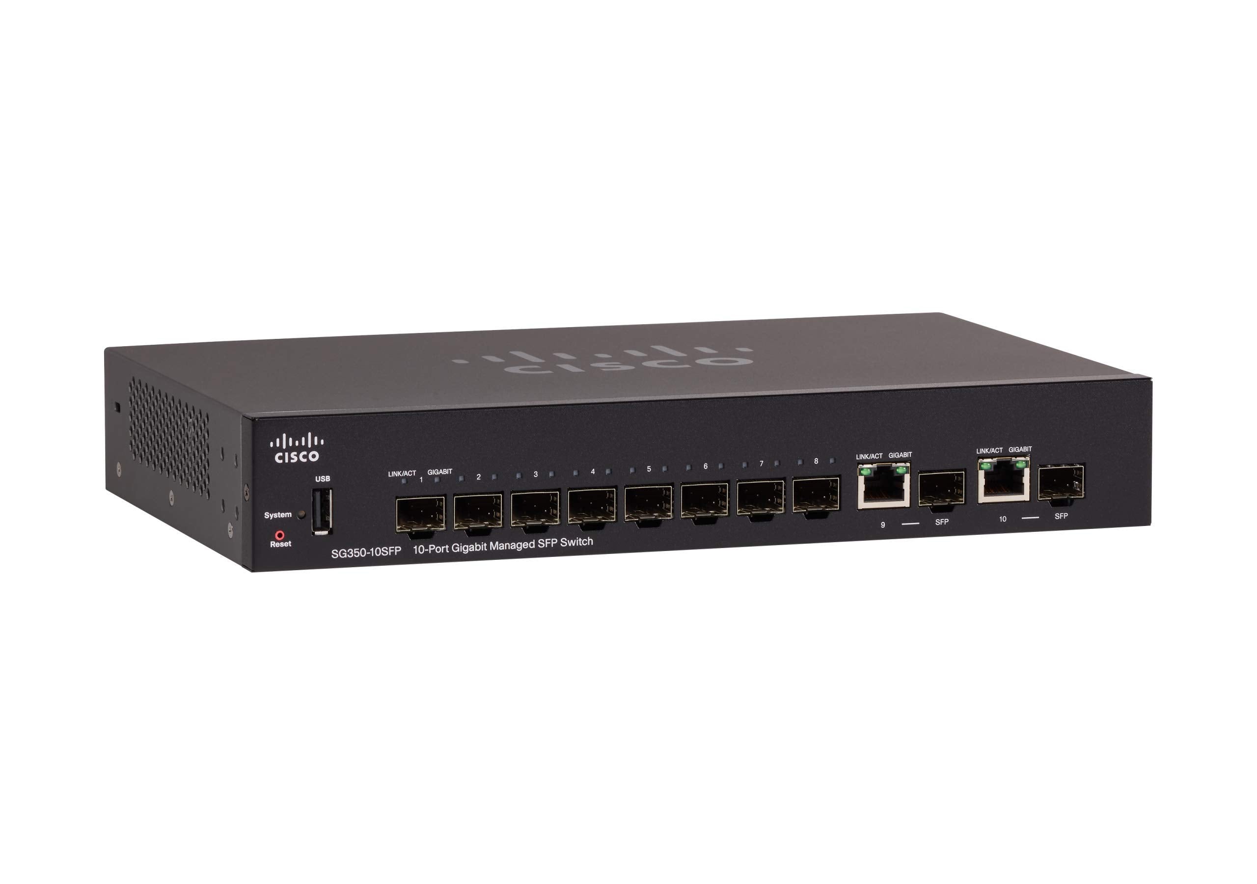Cisco SG350-10SFP-K9-EU Managed Switch – 10-Port SFP Network Switch