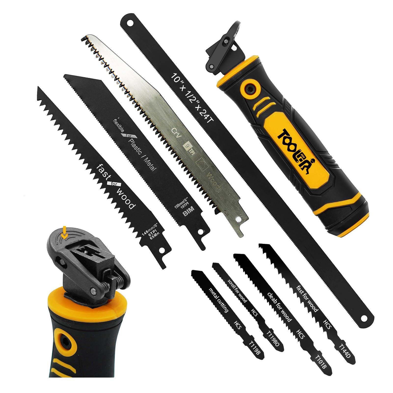 TOOLAN 8-in-1 Multi-Purpose Hand Saw Set for Wood, Metal and Drywall