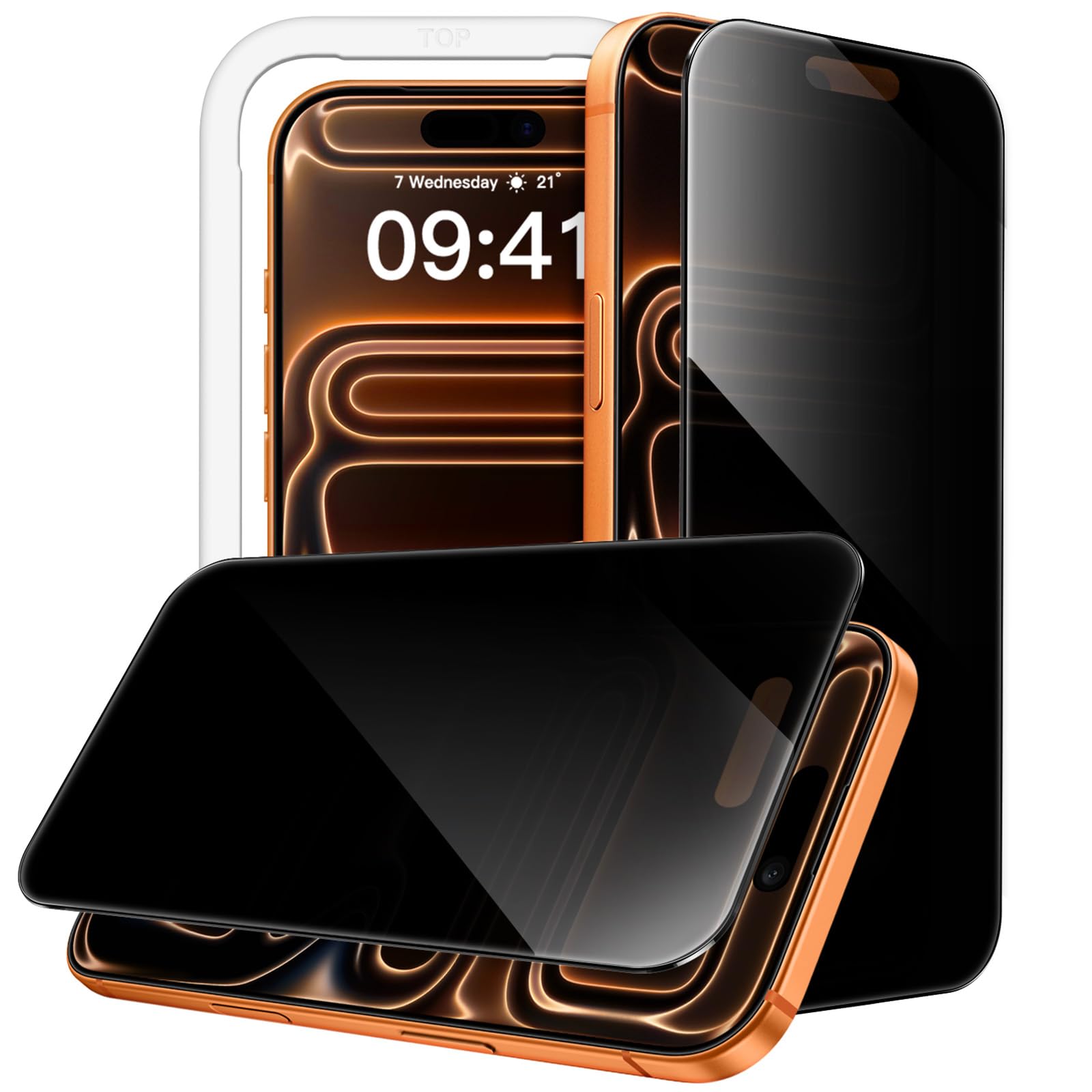 JETech iPhone 17 Pro Max 360 Privacy Screen Protector, 4-Way Glass, 2-Pack