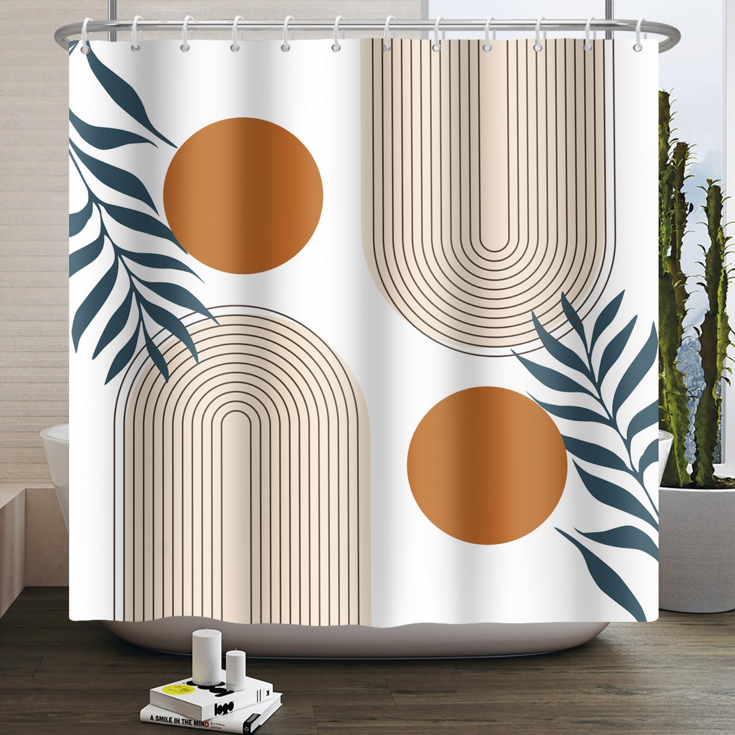 Boho Shower Curtain – 90x183cm Mid Century Abstract Art