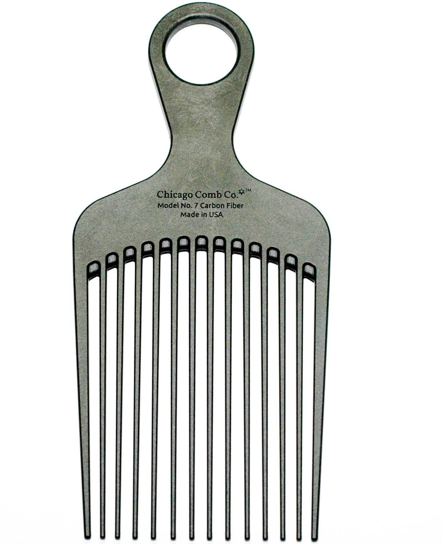 Chicago Comb Model 7 Carbon Fiber Pick Comb for Curly & Afro Hair