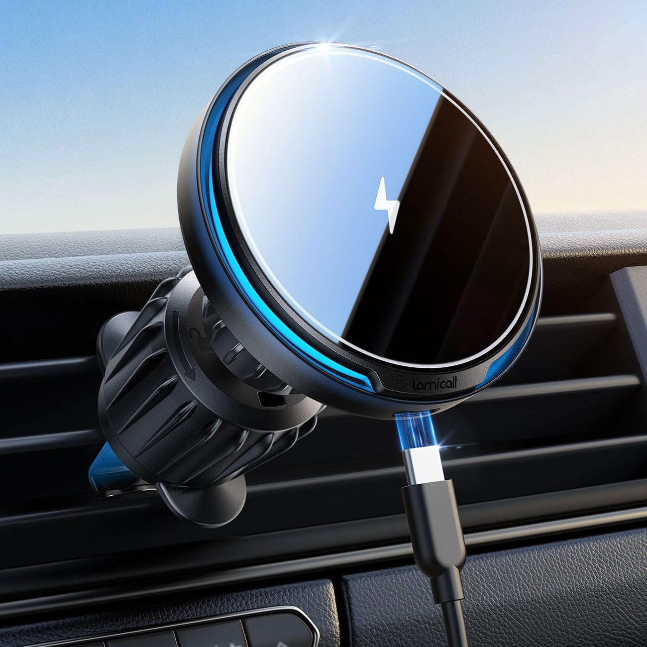 Lamicall MagSafe Car Charger - 15W Fast Wireless Magnetic Phone Mount