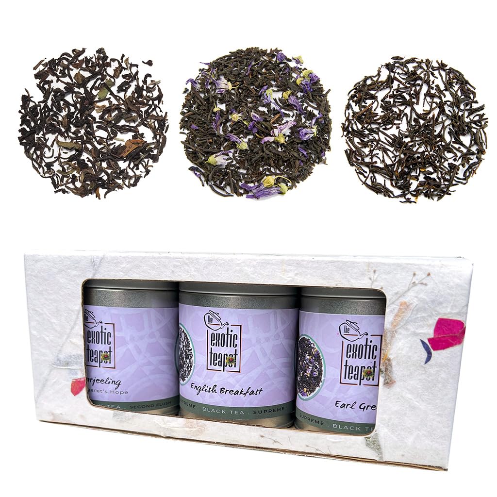 The Exotic Teapot Black Tea Gift Box - 3 Loose Leaf Tins, 150g