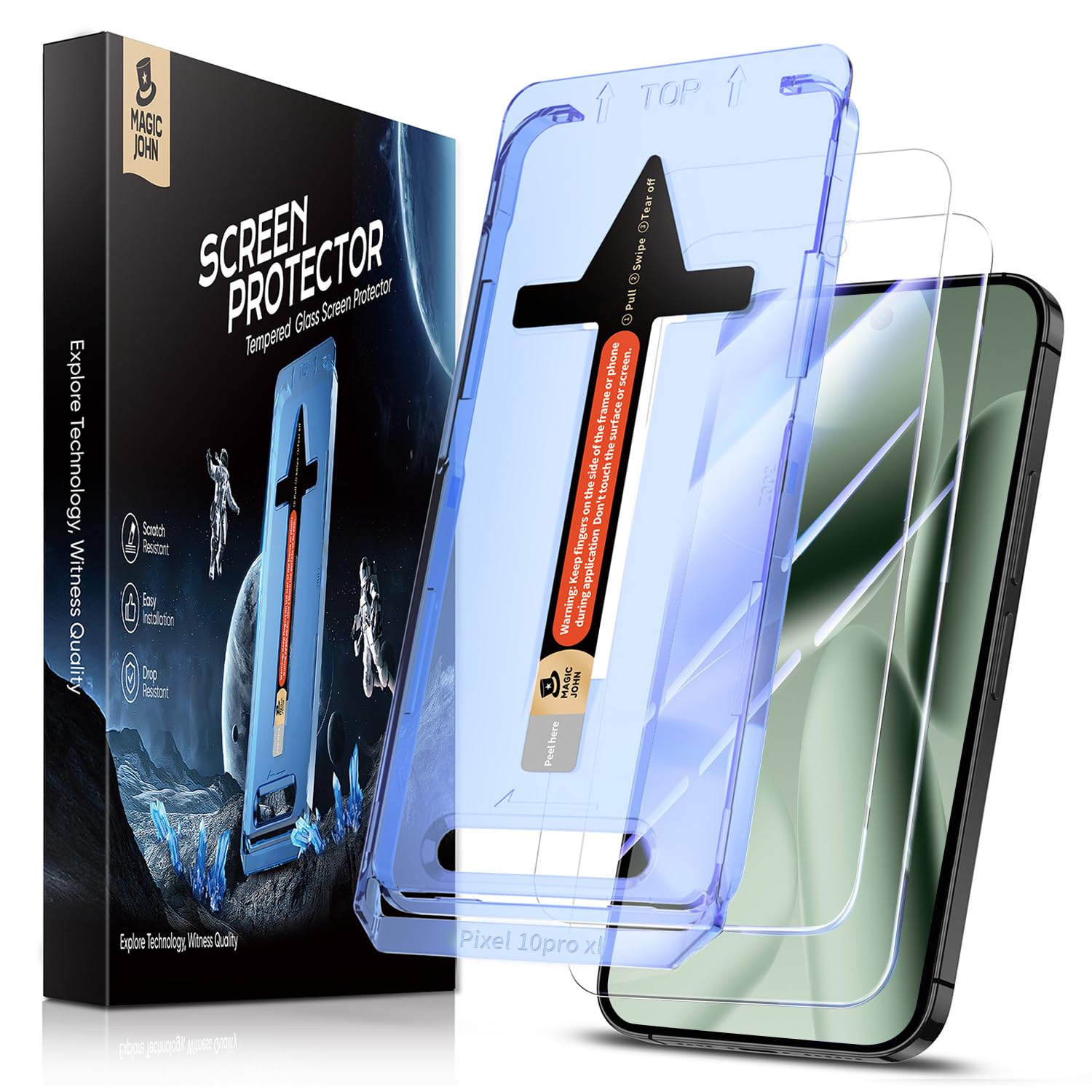 Magic John Google Pixel 10 Pro XL Screen Protector – 2 Pack Tempered Glass