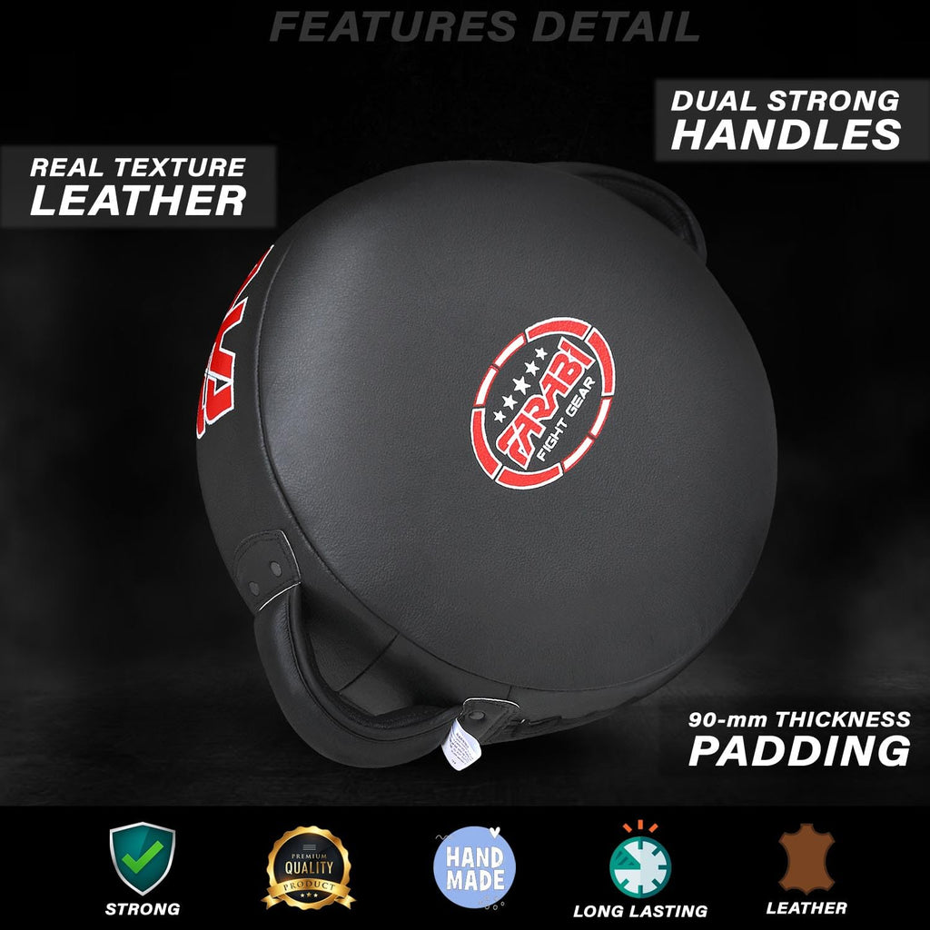 Farabi Sports Round Boxing Pad | Genuine Leather MMA Kick Mitts