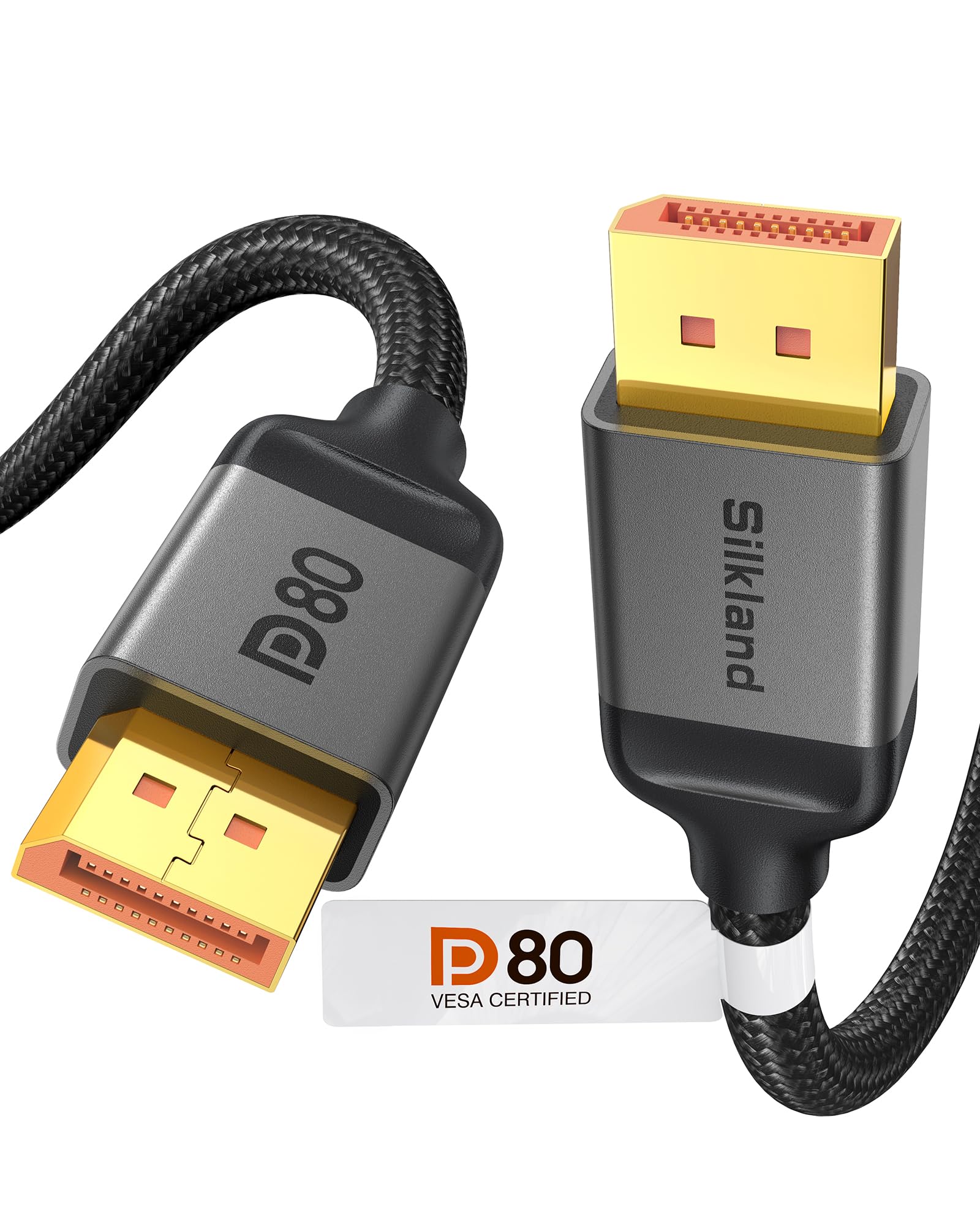 Silkland DisplayPort 2.1 Cable – 80Gbps VESA Certified 8K 240Hz 2M