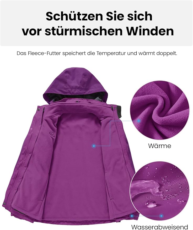 Massive Discounts Women's 3-in-1 Ski Jacket | Waterproof Winter Coat – Purple