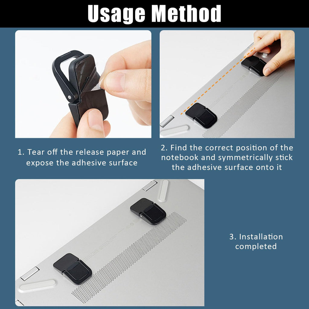 ZEACCT 4-Pack Portable Keyboard Riser, Self-Adhesive Mini Laptop Stand, Foldable & Invisible Adjustable Support for Desk or Laptop Black - image 4