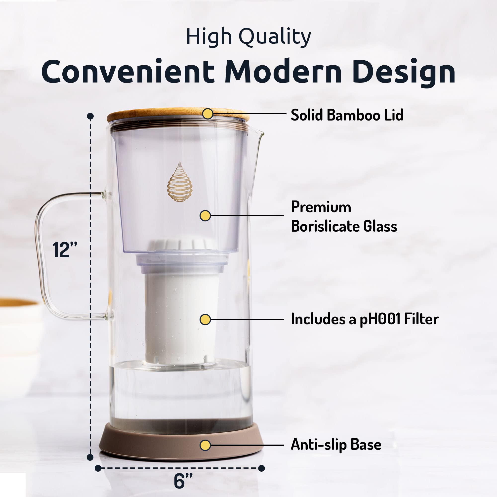 pH Restore Glass Alkaline Water Filter Jug | 3.5L Multi-Stage Pitcher