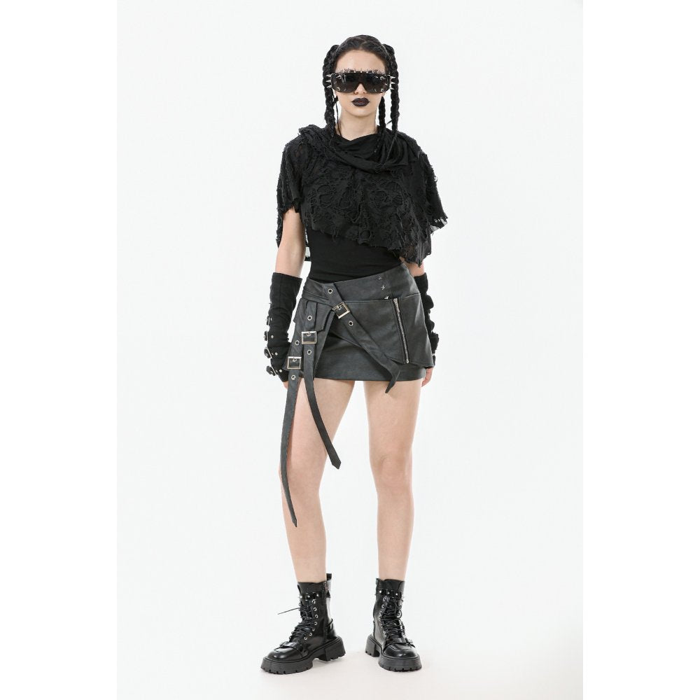 Dark in Love Nyx Distressed Shredded Hooded Poncho | Gothic Lace Cape