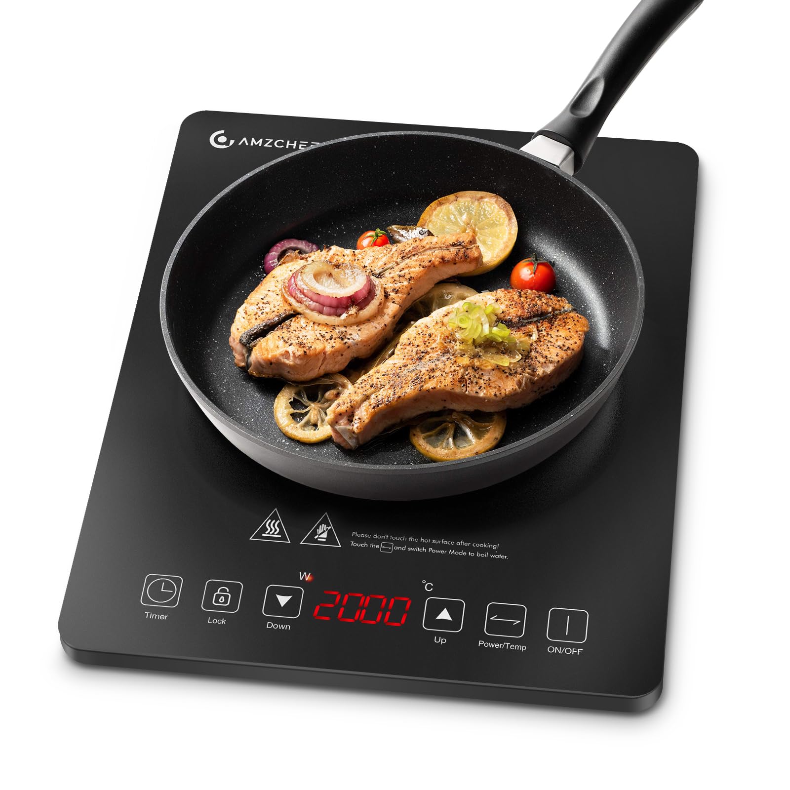 AMZCHEF Single Induction Hob – Slim Portable Cooker with 20 Power Levels