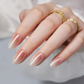 Findigit Almond Press On Nails - Nude White Ombre Soft Gel Kit