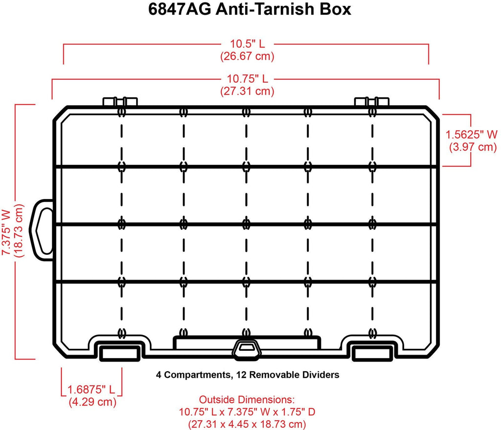 ArtBin 6847AG ZERUST Anti-Tarnish Box, 4 Compartment, Medium 10.75" x 7.375" - image 3
