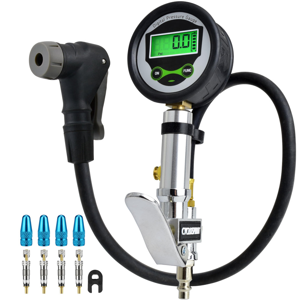 CycloSpirit Digital Tire Inflator Gauge for Presta and Schrader Valves