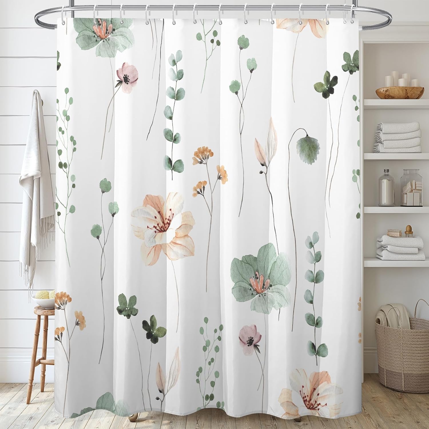 Floral Shower Curtain – 72x72 Waterproof Botanical Fabric