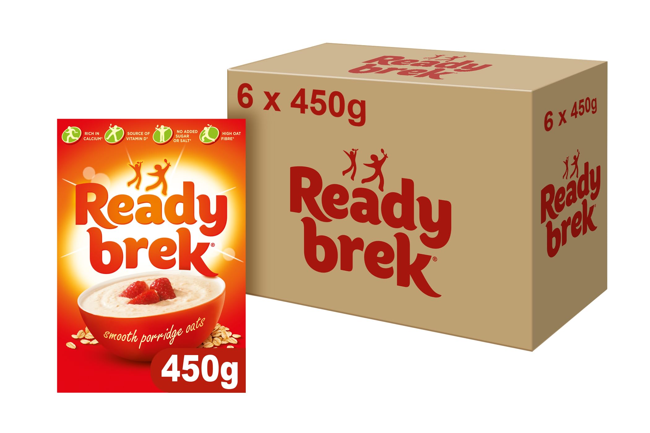 Ready Brek Smooth Porridge Wholegrain Oats Original 450g - Pack of 6