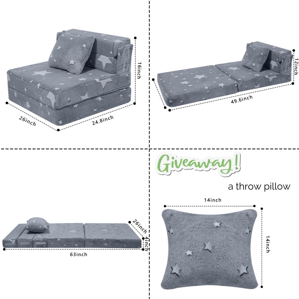 MeMoreCool Glow in The Dark Kids Sofa Bed | Modular Toddler Floor Mattress