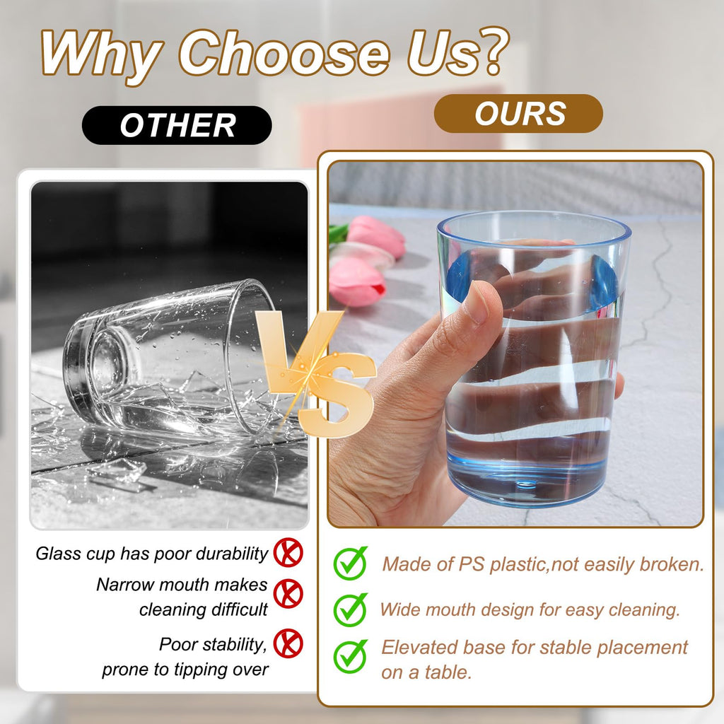 sourcing map 4Pcs Bathroom Tumbler, 350ml 11.83 Oz Toothbrush Cups Unbreakable Solid Color Plastic Mouthwash Cup Stackable Reusable Tumbler for