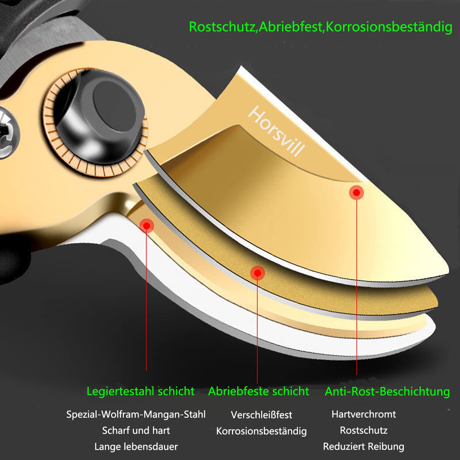 Horsvill Japanese SK4 Steel Pruning Shears – Heavy Duty Garden Secateurs