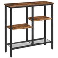 HOOBRO Narrow Console Table – 4-Tier Industrial Sofa Table, Rustic Brown