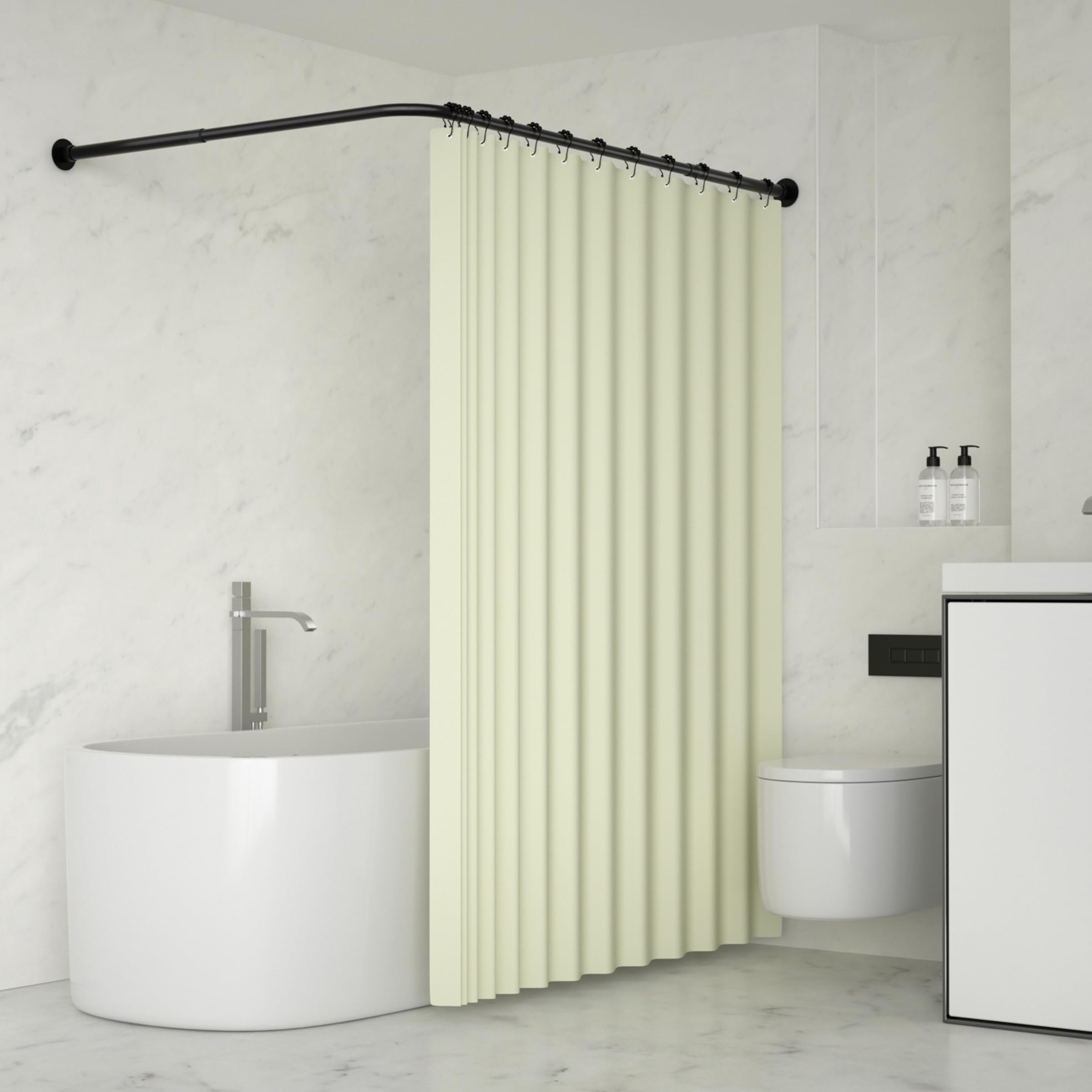 YOFOQ L-Shaped Corner Shower Curtain Rail – 304 Stainless Steel